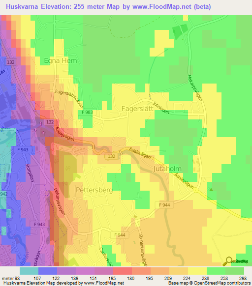 Huskvarna,Sweden Elevation Map