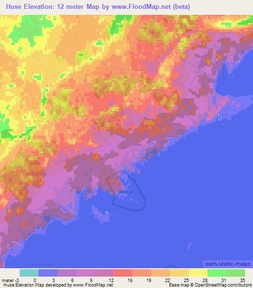 Huse,Sweden Elevation Map