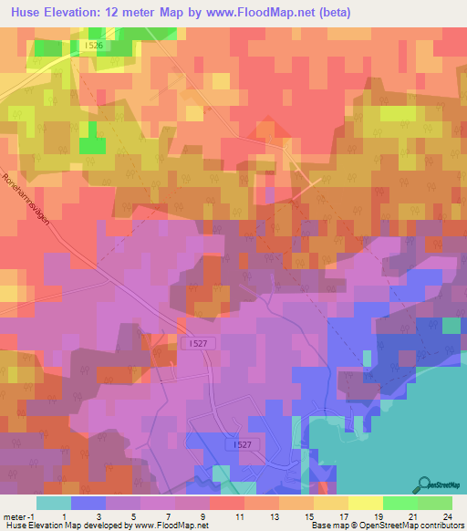 Huse,Sweden Elevation Map