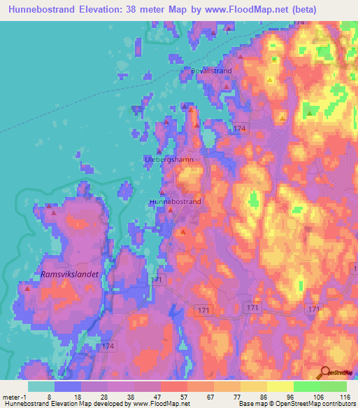 Hunnebostrand,Sweden Elevation Map