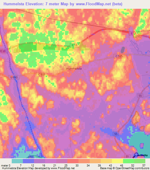 Hummelsta,Sweden Elevation Map