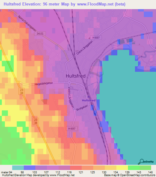 Hultsfred,Sweden Elevation Map