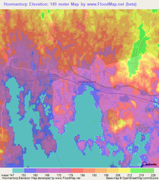 Hovmantorp,Sweden Elevation Map