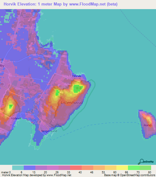 Horvik,Sweden Elevation Map