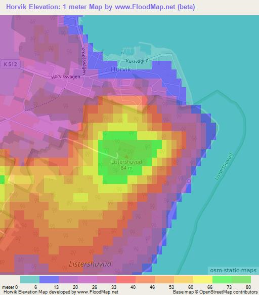 Horvik,Sweden Elevation Map