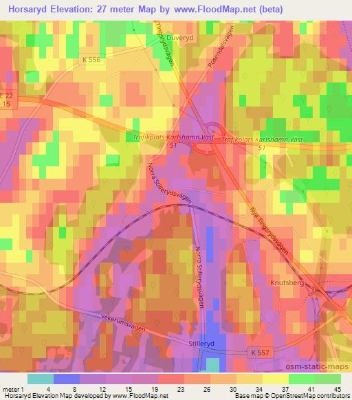 Horsaryd,Sweden Elevation Map