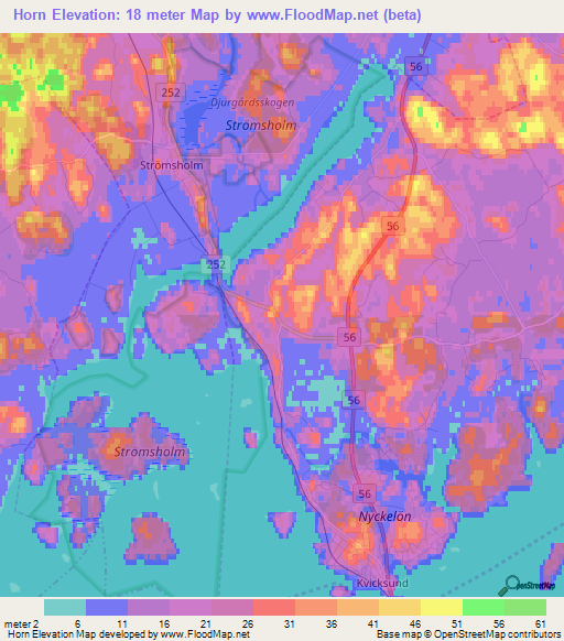 Horn,Sweden Elevation Map