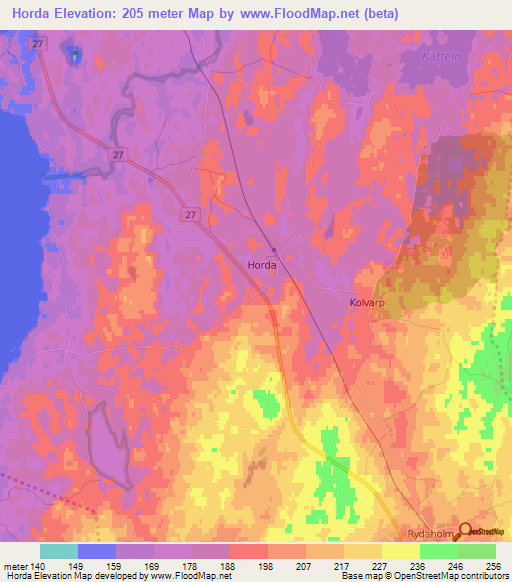 Horda,Sweden Elevation Map