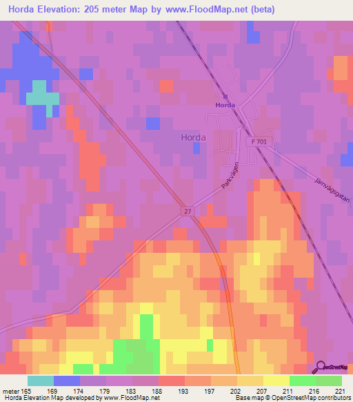 Horda,Sweden Elevation Map