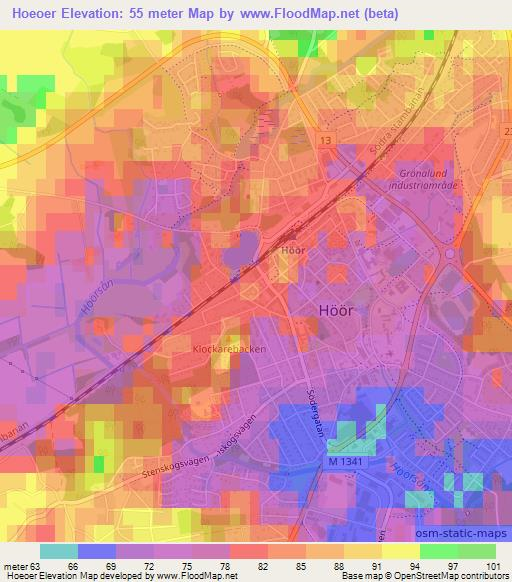 Hoeoer,Sweden Elevation Map