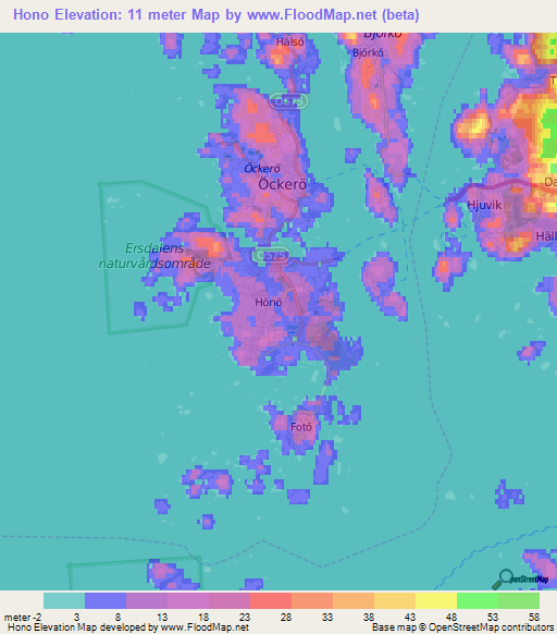 Hono,Sweden Elevation Map