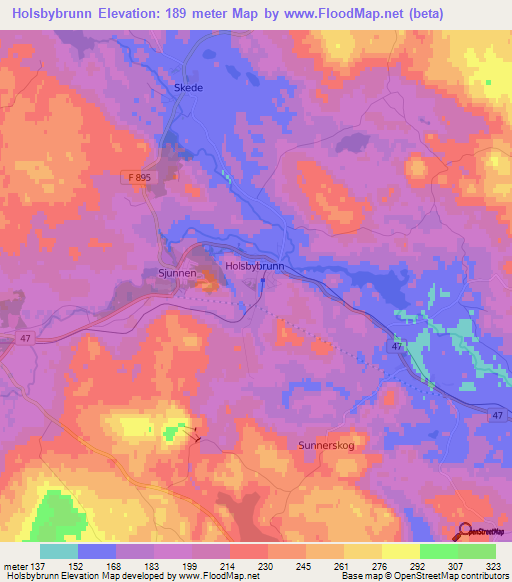 Holsbybrunn,Sweden Elevation Map