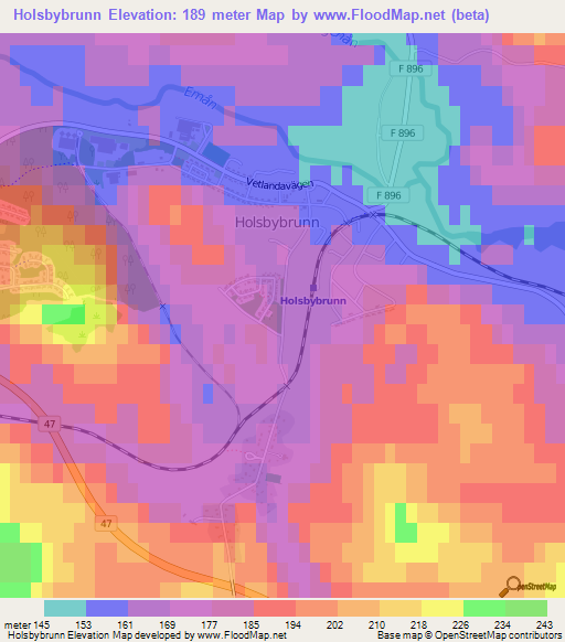 Holsbybrunn,Sweden Elevation Map