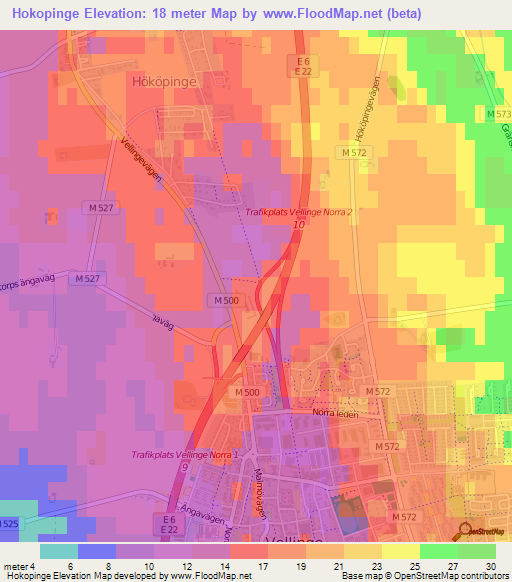 Hokopinge,Sweden Elevation Map