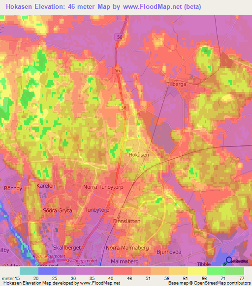 Hokasen,Sweden Elevation Map