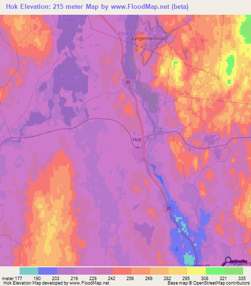 Hok,Sweden Elevation Map