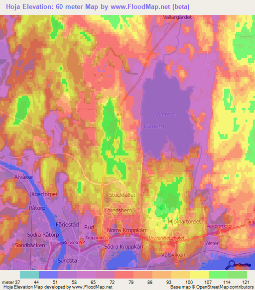 Hoja,Sweden Elevation Map