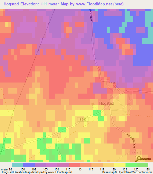 Hogstad,Sweden Elevation Map