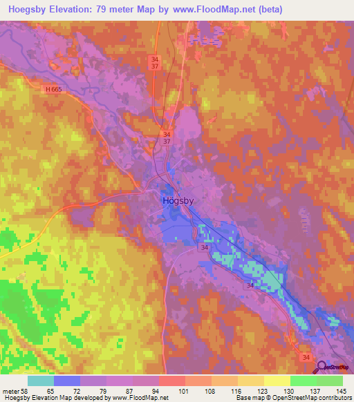 Hoegsby,Sweden Elevation Map