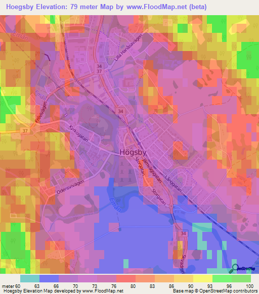 Hoegsby,Sweden Elevation Map