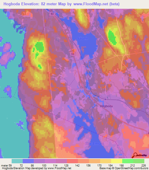 Hogboda,Sweden Elevation Map