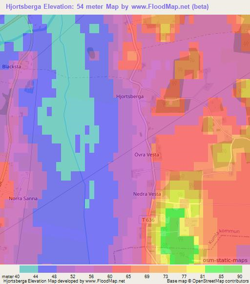 Hjortsberga,Sweden Elevation Map