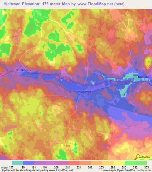 Hjaltevad,Sweden Elevation Map