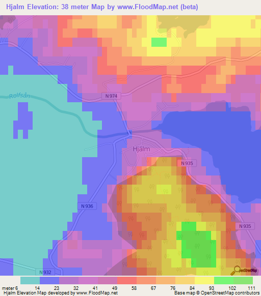 Hjalm,Sweden Elevation Map