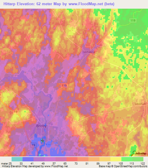 Hittarp,Sweden Elevation Map