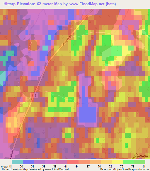 Hittarp,Sweden Elevation Map