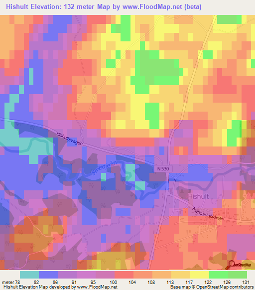 Hishult,Sweden Elevation Map