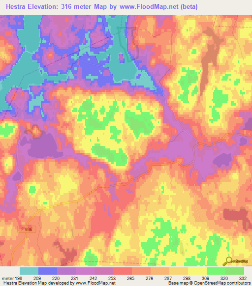 Hestra,Sweden Elevation Map