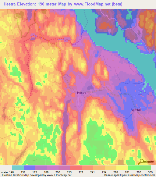 Hestra,Sweden Elevation Map