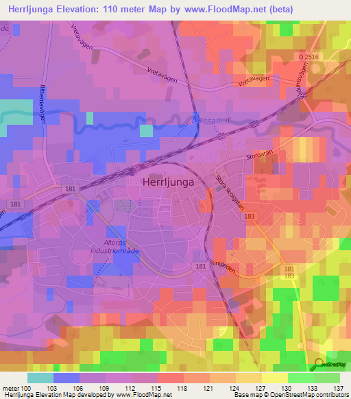 Herrljunga,Sweden Elevation Map