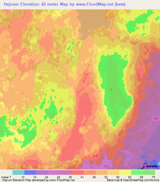 Hejnum,Sweden Elevation Map