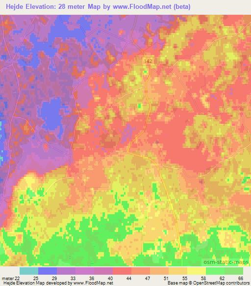 Hejde,Sweden Elevation Map