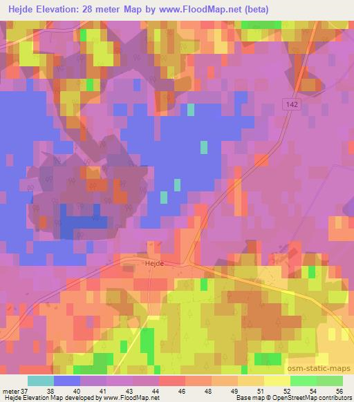 Hejde,Sweden Elevation Map