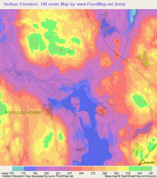 Hedbyn,Sweden Elevation Map