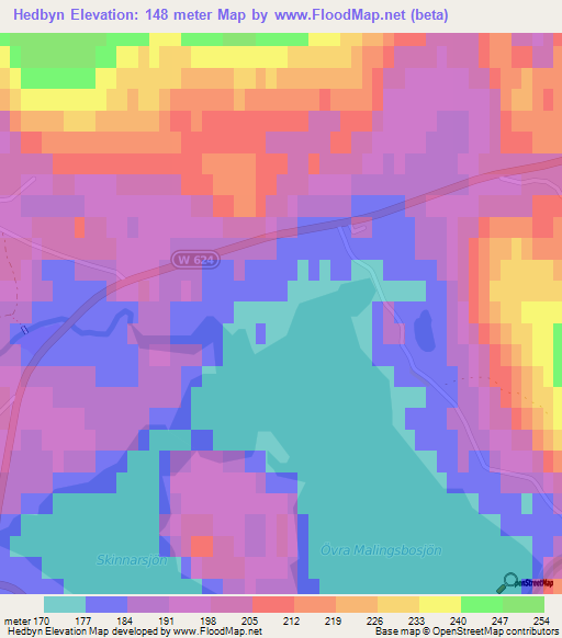 Hedbyn,Sweden Elevation Map