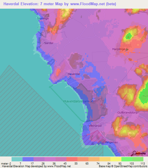 Haverdal,Sweden Elevation Map