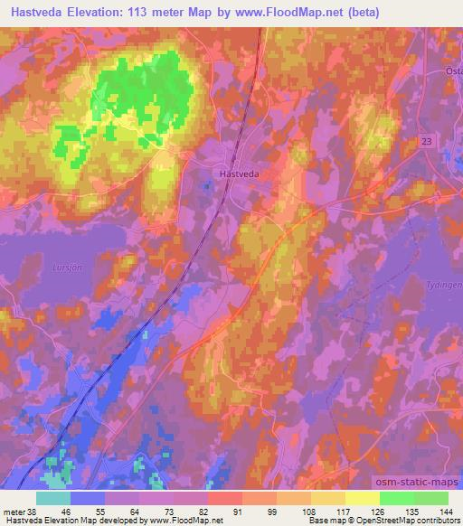 Hastveda,Sweden Elevation Map