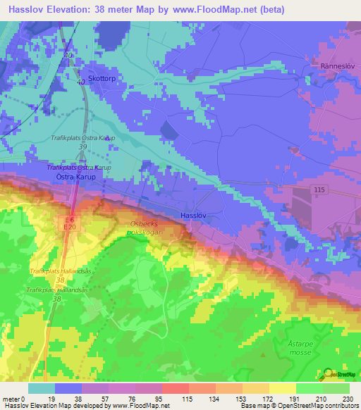 Hasslov,Sweden Elevation Map