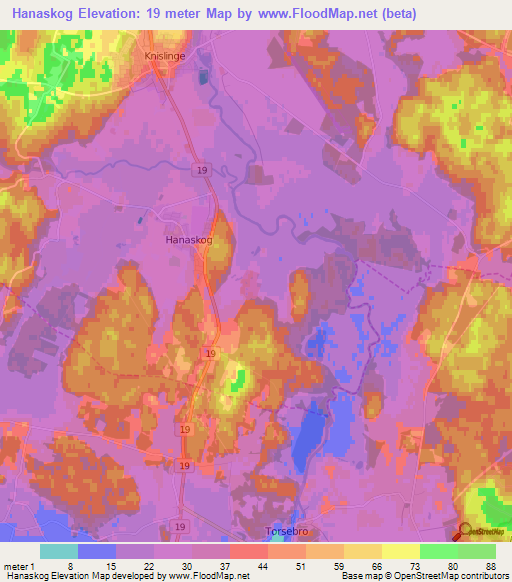 Hanaskog,Sweden Elevation Map