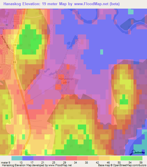 Hanaskog,Sweden Elevation Map