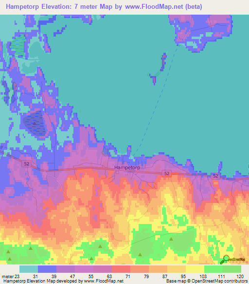 Hampetorp,Sweden Elevation Map