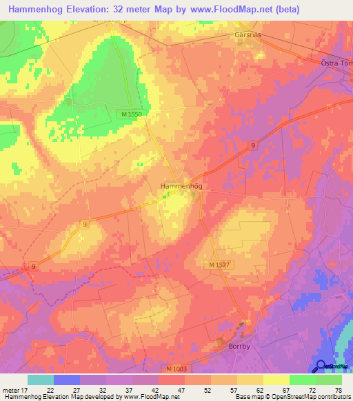 Hammenhog,Sweden Elevation Map