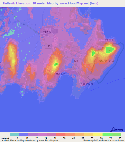 Hallevik,Sweden Elevation Map