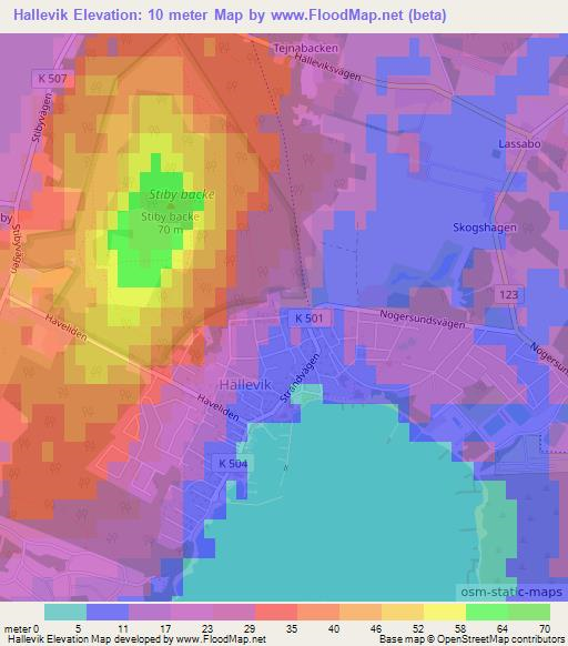 Hallevik,Sweden Elevation Map