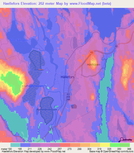 Haellefors,Sweden Elevation Map