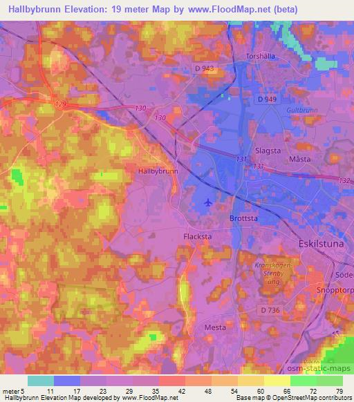 Hallbybrunn,Sweden Elevation Map